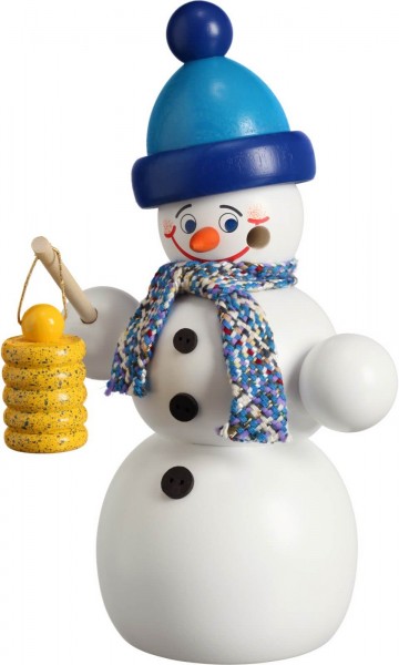 Räuchermännchen Schneemann mit Laterne, 16 cm von Seiffener Volkskunst eG