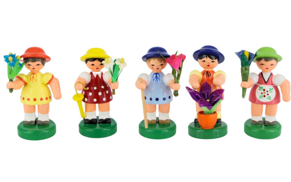 Miniaturen Blumenmädchen, 5 Stück handbemalt von Figurenland Uhlig GmbH_1