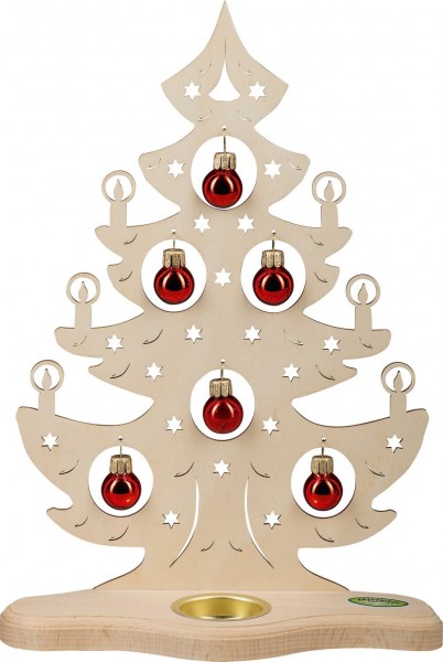 Teelichthalter Weihnachtsbaum mit roten Kugeln von Weigla