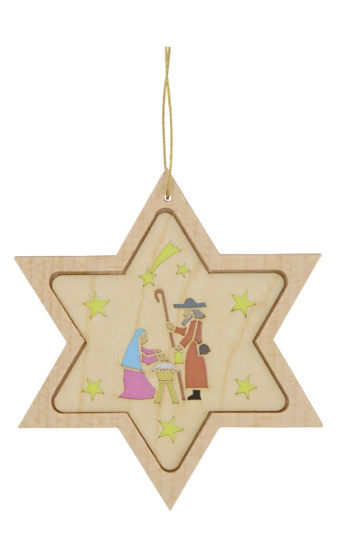 Christbaumschmuck Stern mit Diaphanbild Heilige Familie von Richard Glässer_1