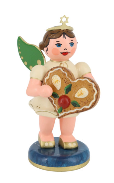 German Christmas Angel with Gingerbread Heart, 2.76 inches by Hubrig Volkskunst - Made in Germany_2