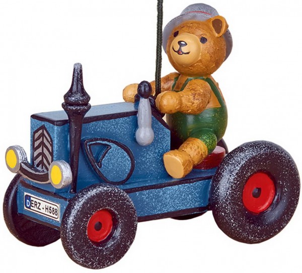 Baumbehang &amp; Christbaumschmuck Traktor mit Teddy von Hubrig Volkskunst Zschorlau/ Erzgebirge ist 8 cm groß.