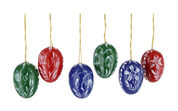 Ostereier mit weißen Blumen, 3 cm, 6 Stück von Figurenland Uhlig GmbH