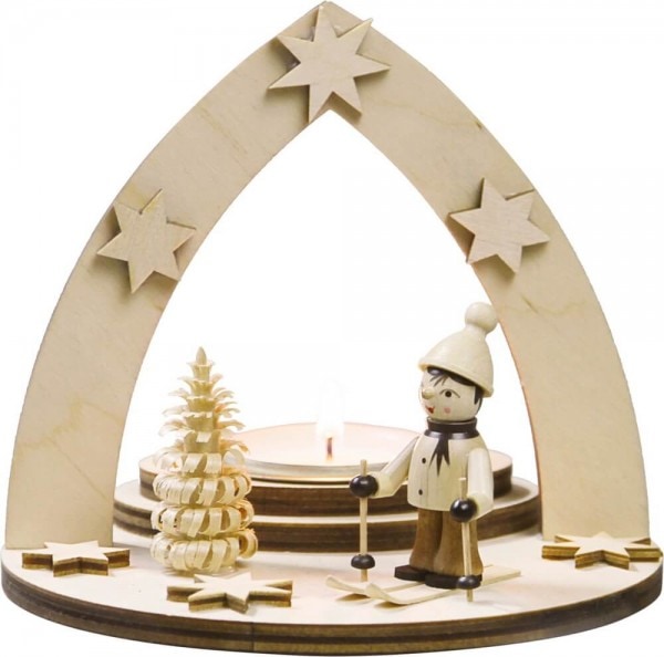 Weigla Teelichthalter Winterkind auf Ski 