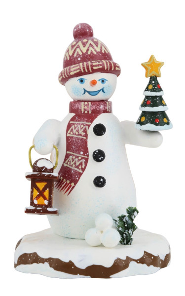 Winter Child Snowman with Fir Tree Lantern, 9 cm (3.54 inch) by Hubrig Volkskunst_1
