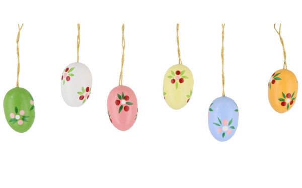 Easter eggs with flower pattern, 6 pieces, 2 cm by Figurenland Uhlig GmbH