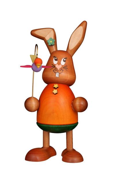 Easter Bunny Girl with Bird, 6.3 inches (16 cm) by Christian Ulbricht, Made in Germany
