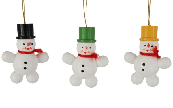 Christbaumschmuck Schneemänner, 3 Stück, 5 cm, farbig von Ralf Zenker