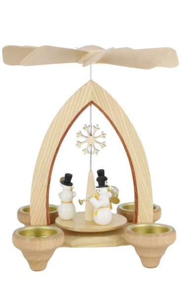 Weihnachtspyramide mit Schneemann Musiker für Teelichte, 24 cm von Heinz Lorenz_1