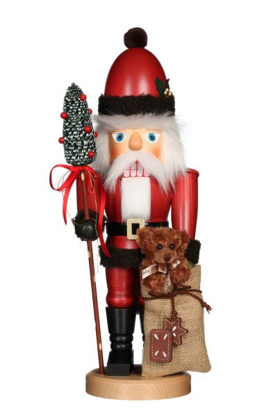 German Christmas Nutcracker santa with teddy, 44,5 cm, Christian Ulbricht GmbH & Co KG Seiffen/ Erzgebirge