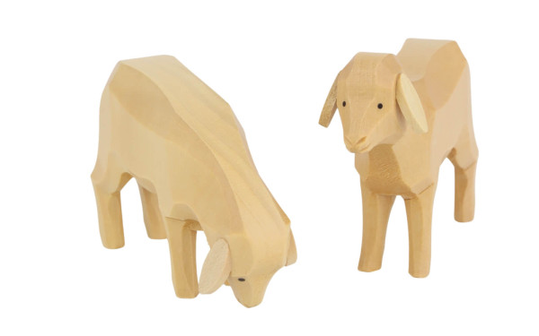 Miniatur Schafe, 2er Set, handgeschnitzt, 6 und 8 cm, natur von Müller Kleinkunst_3
