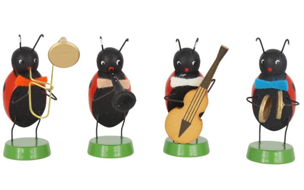 Miniatur Frühlingskapelle mit 4 Marienkäfermusikanten, 7 cm von Ralf Zenker_1