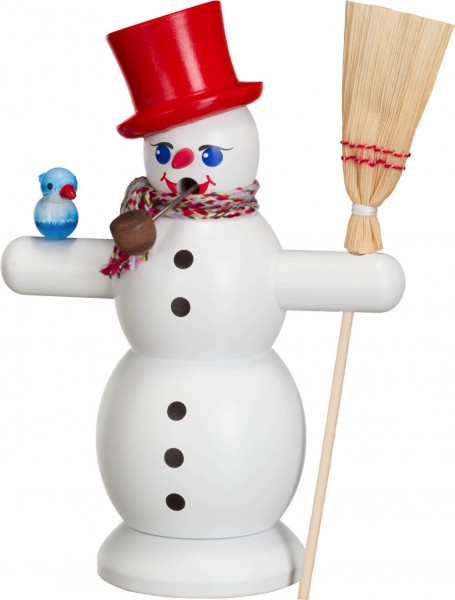 Räuchermännchen Schneemann mit rotem Hut, 16 cm von Seiffener Volkskunst eG