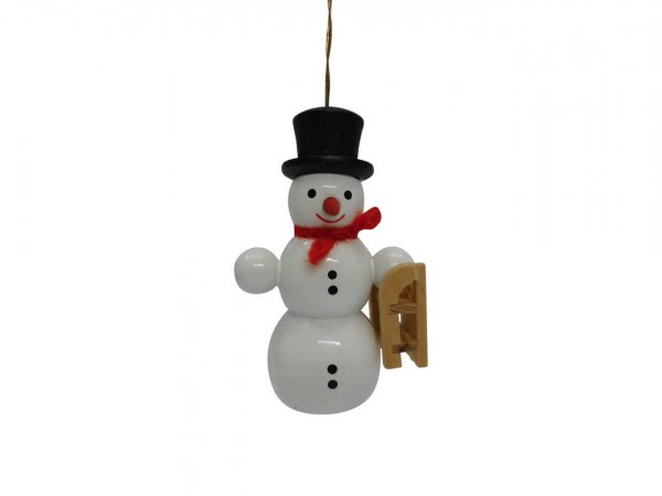 Christbaumschmuck Schneemann mit Schlitten von SEIFFEN.COM