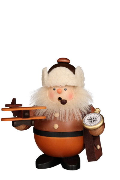 Incense Smoker Pilot with Model Airplane and Compass, 6.3 inch (16 cm) by Christian Ulbricht, Made in Germany