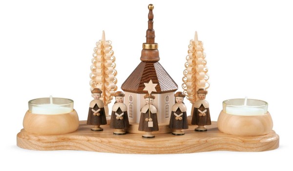 Weihnachtlicher Kerzenhalter in natur von der Seiffener Manufaktur Müller Kleinkunst