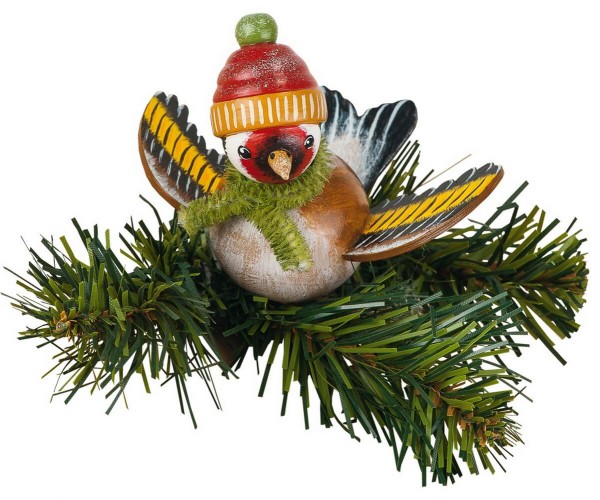 Baumbehang &amp; Christbaumschmuck Baumclipser Stieglitz von Hubrig Volkskunst GmbH Zschorlau/ Erzgebirge ist 6 cm groß.