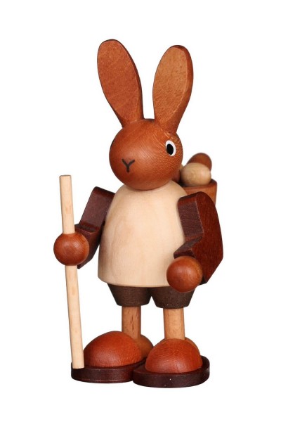 German Easter Figurin Easter Bunny Hiker nature, 9,0 cm, Christian Ulbricht GmbH & Co KG Seiffen/ Erzgebirge