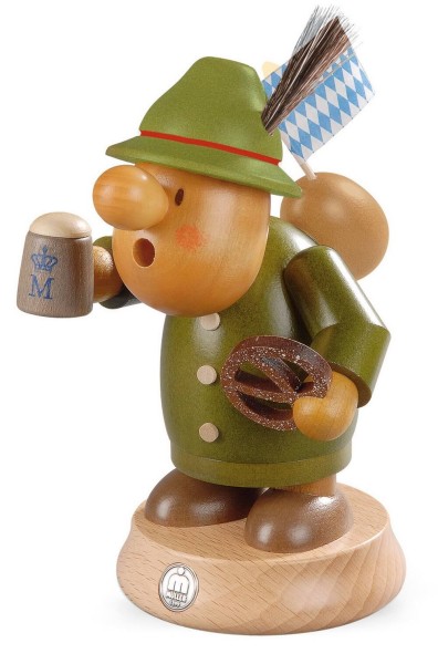 Smoking man Bavarian made of wood by Müller Kleinkunst from Seiffen