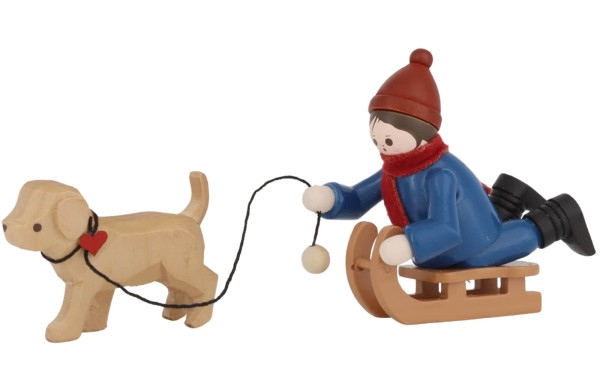 Junge mit Hundeschlitten, farbig, von Romy Thiel_1