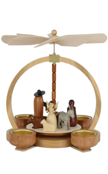Weihnachtspyramide Heilige Familie, 22 cm, natur von Knuth Neuber_1
