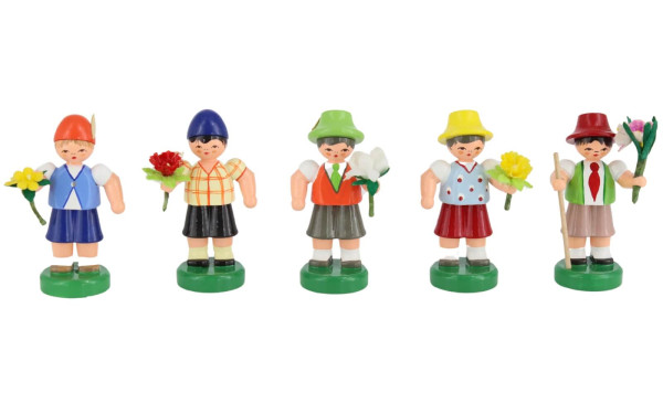 Miniaturen Blumenjungen, 5 Stück handbemalt von Figurenland Uhlig GmbH_1