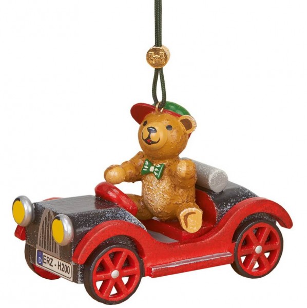 Baumbehang &amp; Christbaumschmuck Auto mit Teddy von Hubrig Volkskunst GmbH Zschorlau/ Erzgebirge ist 10 cm groß.