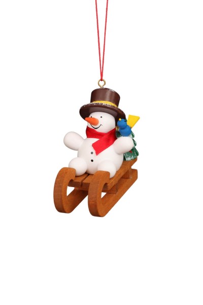 Christbaumschmuck Schneemann auf Schlitten, bunt, 6 Stück von Christian Ulbricht