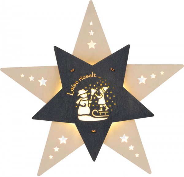 Weigla LED Fensterbild Stern Leise rieselt der Schnee