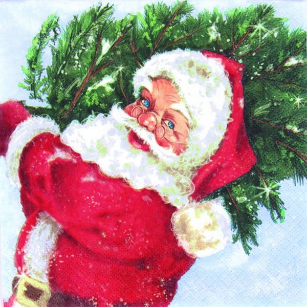 Christmas napkins Santa with his Tree by Home Fashion®
