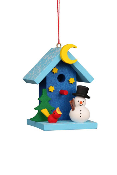 Christbaumschmuck Vogelhaus mit Schneemann, 1 Stück von Christian Ulbricht, Made in Germany