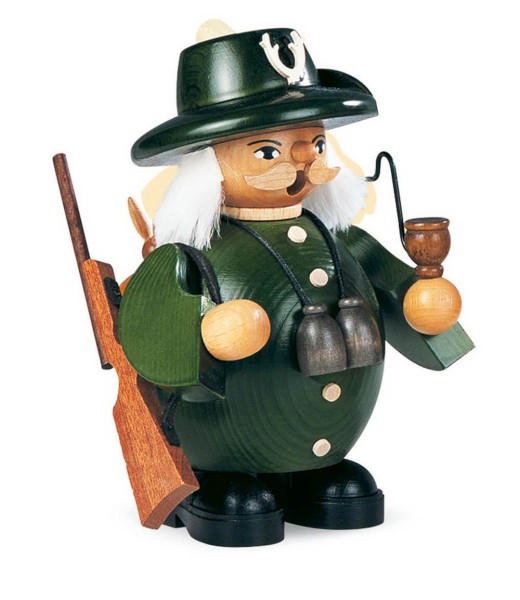 Smoking man forester made of wood by Müller Kleinkunst from Seiffen