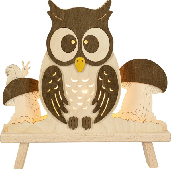 Standleuchte Eule, elektrisch beleuchtet, 30 cm, natur von Weigla