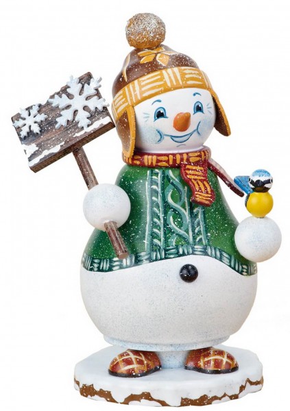 Räuchermännchen Wichtel - Schneemann von Hubrig Volkskunst GmbH Zschorlau/ Erzgebirge ist 14 cm groß.