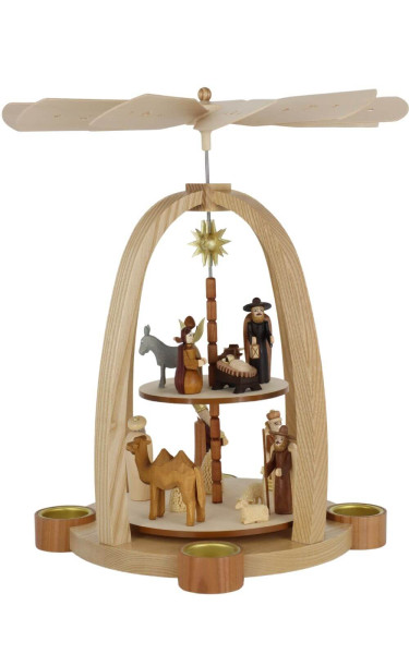Teelichtweihnachtspyramide mit Krippe, 2 - stöckig von Knuth Neuber_1