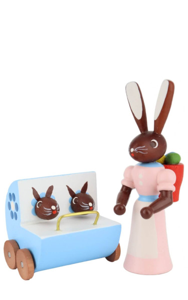 Osterhase Hasenmutter mit blauem Zwillingswagen von Stephan Kaden_1