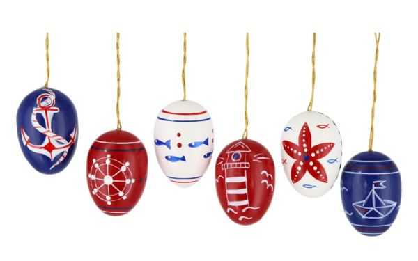 Easter eggs Maritim, hand painted, 6 pieces by Figurenland Uhlig GmbH