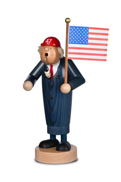 Smoker Figure 47th President with US flag & pipe, 28 cm by KWO
