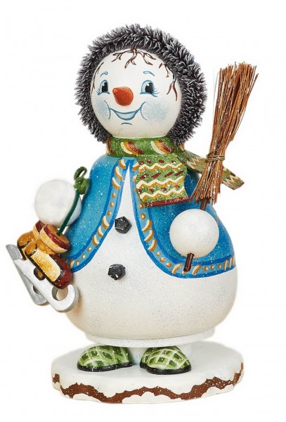 Räuchermännchen Wichtel - Schneeflöckchens Eiskufen von Hubrig Volkskunst GmbH Zschorlau/ Erzgebirge ist 14 cm groß.