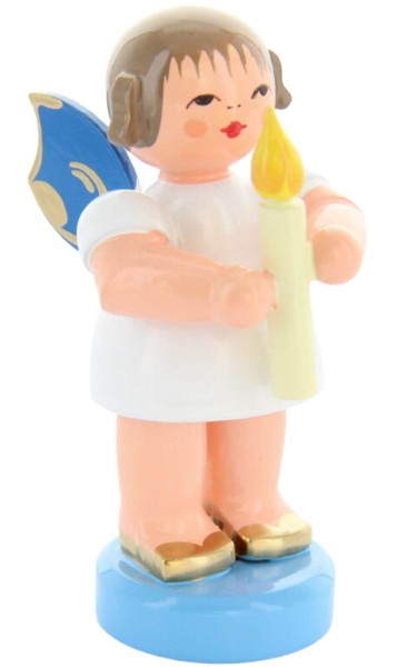 Weihnachtsengel mit Kerze und blauen Flügeln von Figurenland Uhlig GmbH