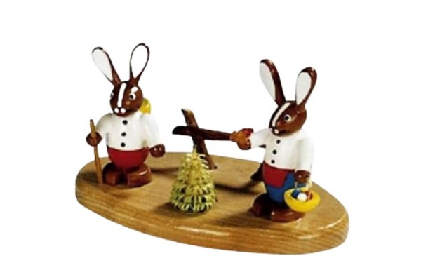 Hasenpaar auf Sockel, farbig von Knuth Neuber