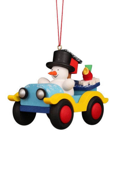 Christmas tree decoration snowman in a car by Christian Ulbricht