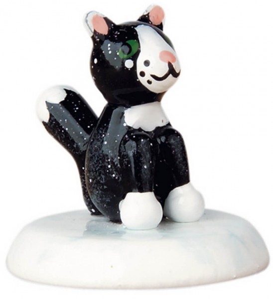 Winterkind 6 er Set Katze - schwarz von Hubrig Volkskunst GmbH Zschorlau/ Erzgebirge ist 3 cm groß.