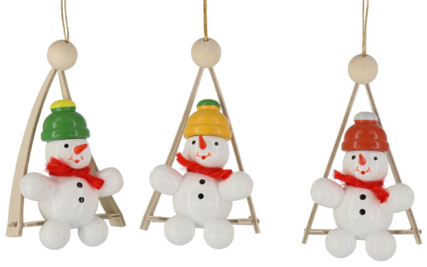 Christbaumschmuck Schneemann auf Schaukel, 3 Stück von Ralf Zenker