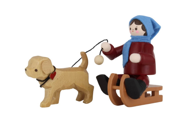 Mädchen mit Hundeschlitten, farbig von Romy Thiel_1