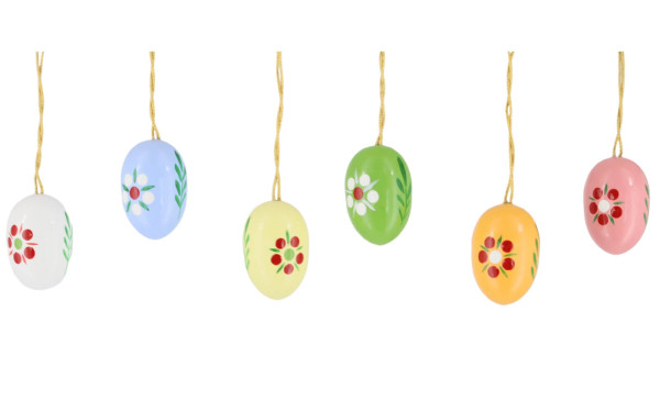 Easter eggs with flowers, 6 pieces, 2 cm by Figurenland Uhlig GmbH