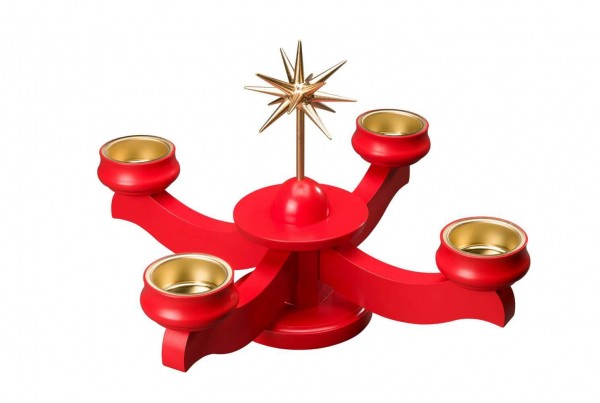 Advent candlestick for tea lights with star, colored by Albin Preißler