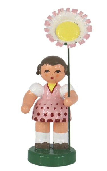 Flower girl Janett with flower white - yellow, 9 cm by Figurenland Uhlig