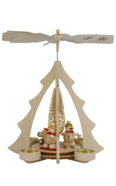 Christmas pyramid for tea lights with snowmen, 33 cm by Ralf Zenker_1