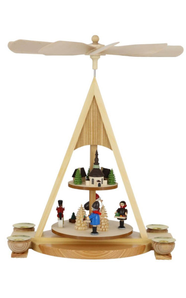 Weihnachtspyramide Seiffener Dorf mit Weihnachtsmann von Knuth Neuber_1